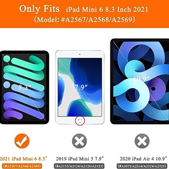 Space Gray iPad Mini 6 Case 2021 6th Generation with Pencil Holder - NEW - Picture 5 of 6